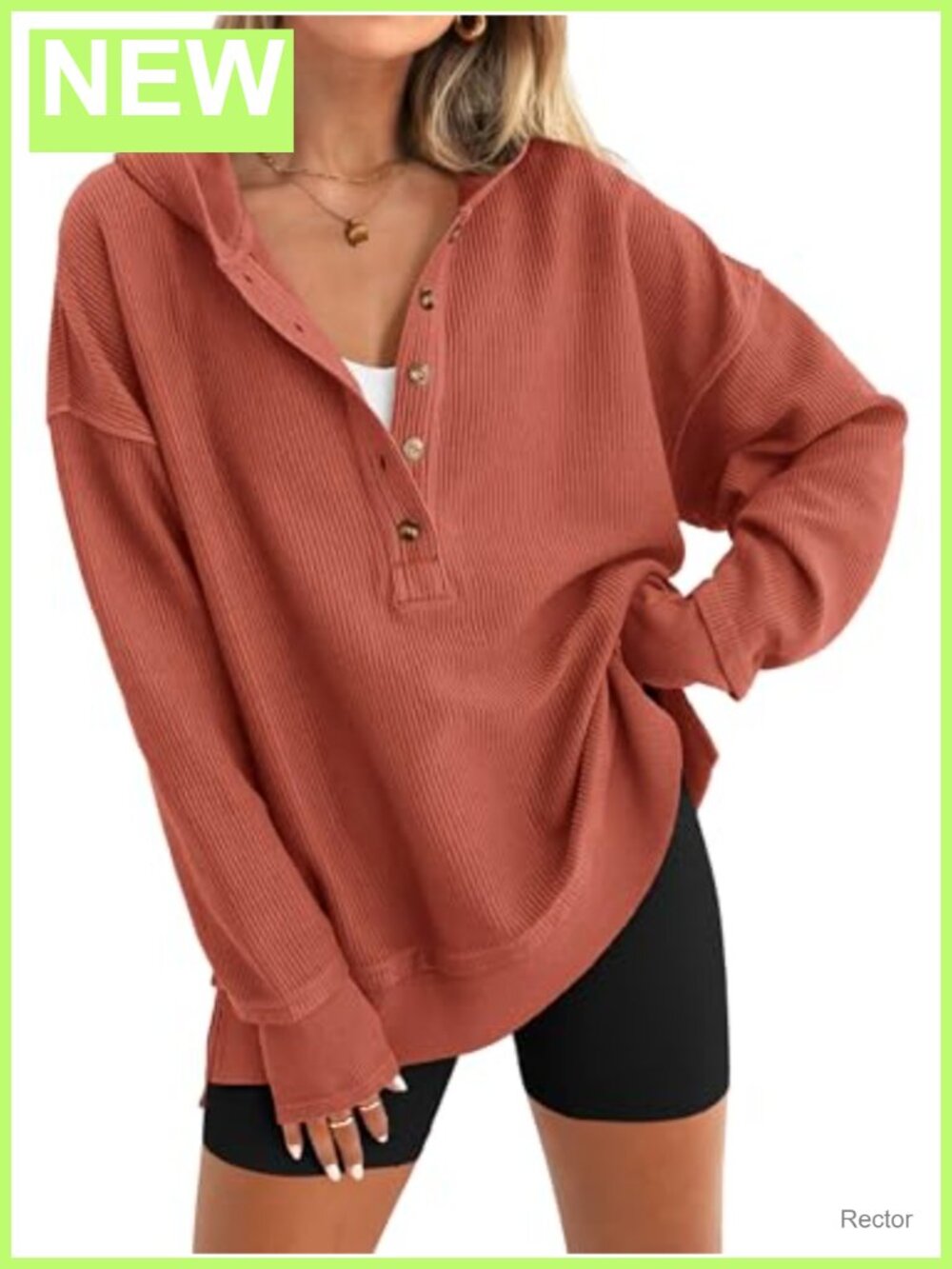 Womens Oversized Button Down V Neck Hoodie Sweatshirt Loose Fit